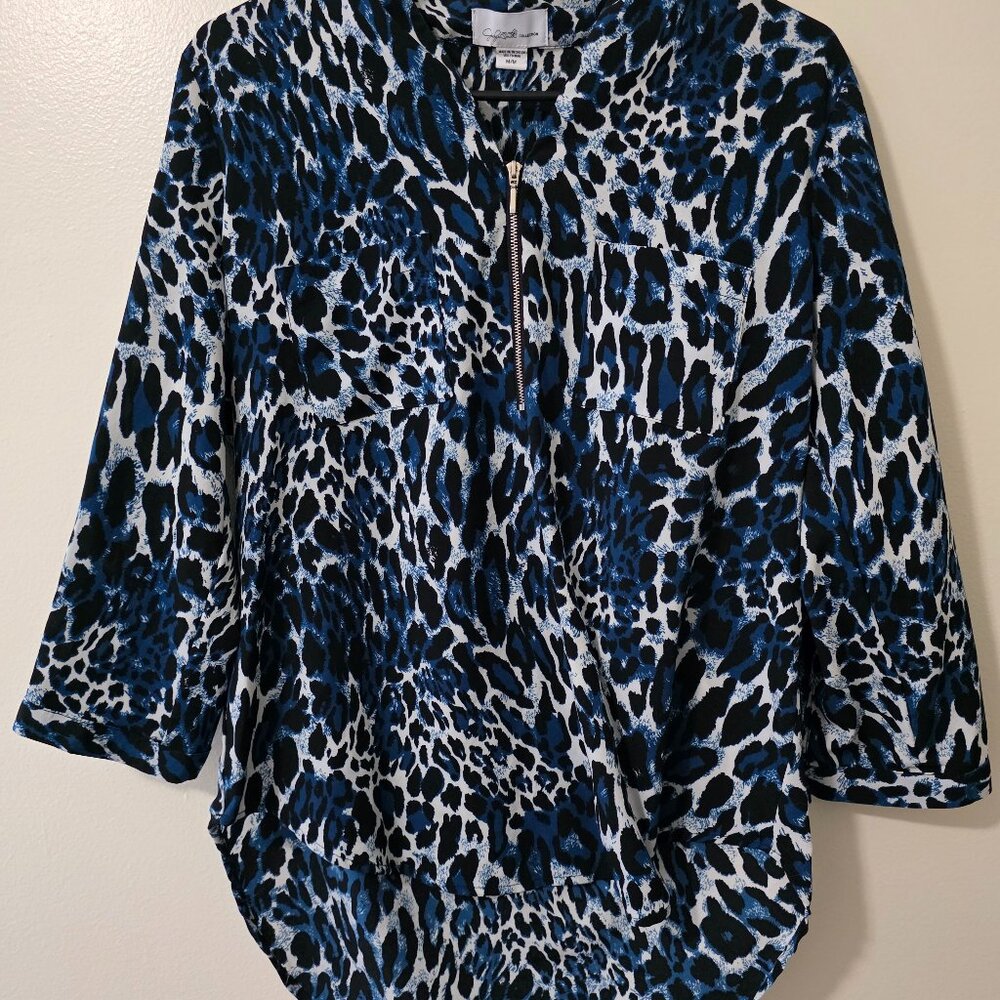 Blue leopard blouse